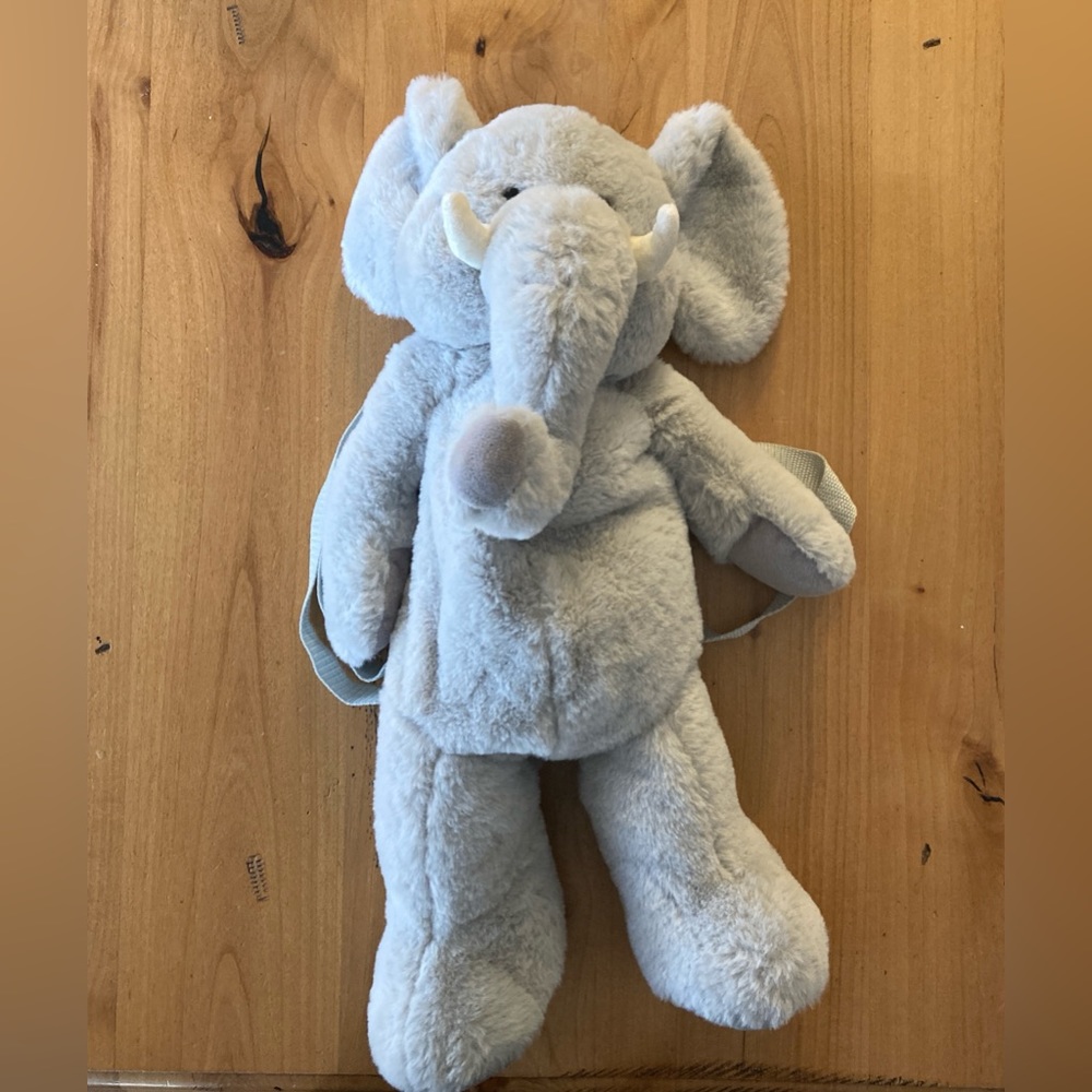 Grey Elephant Plush Kids Backpack